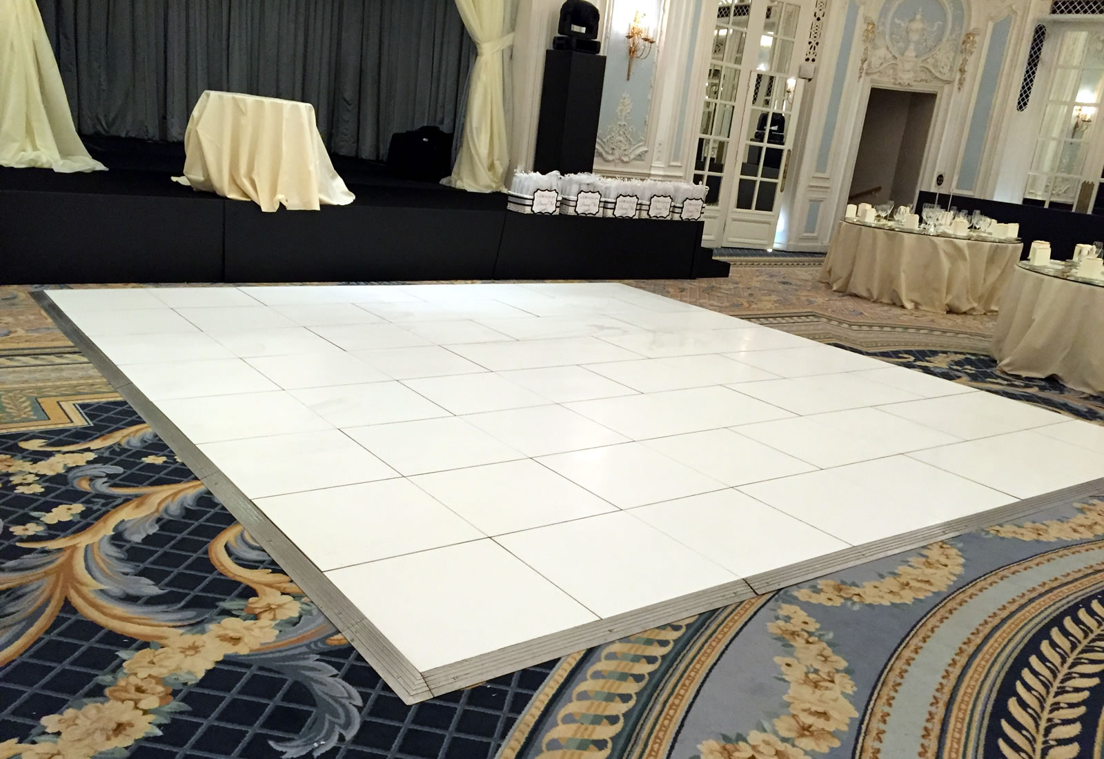 White dance floor in hotel function room