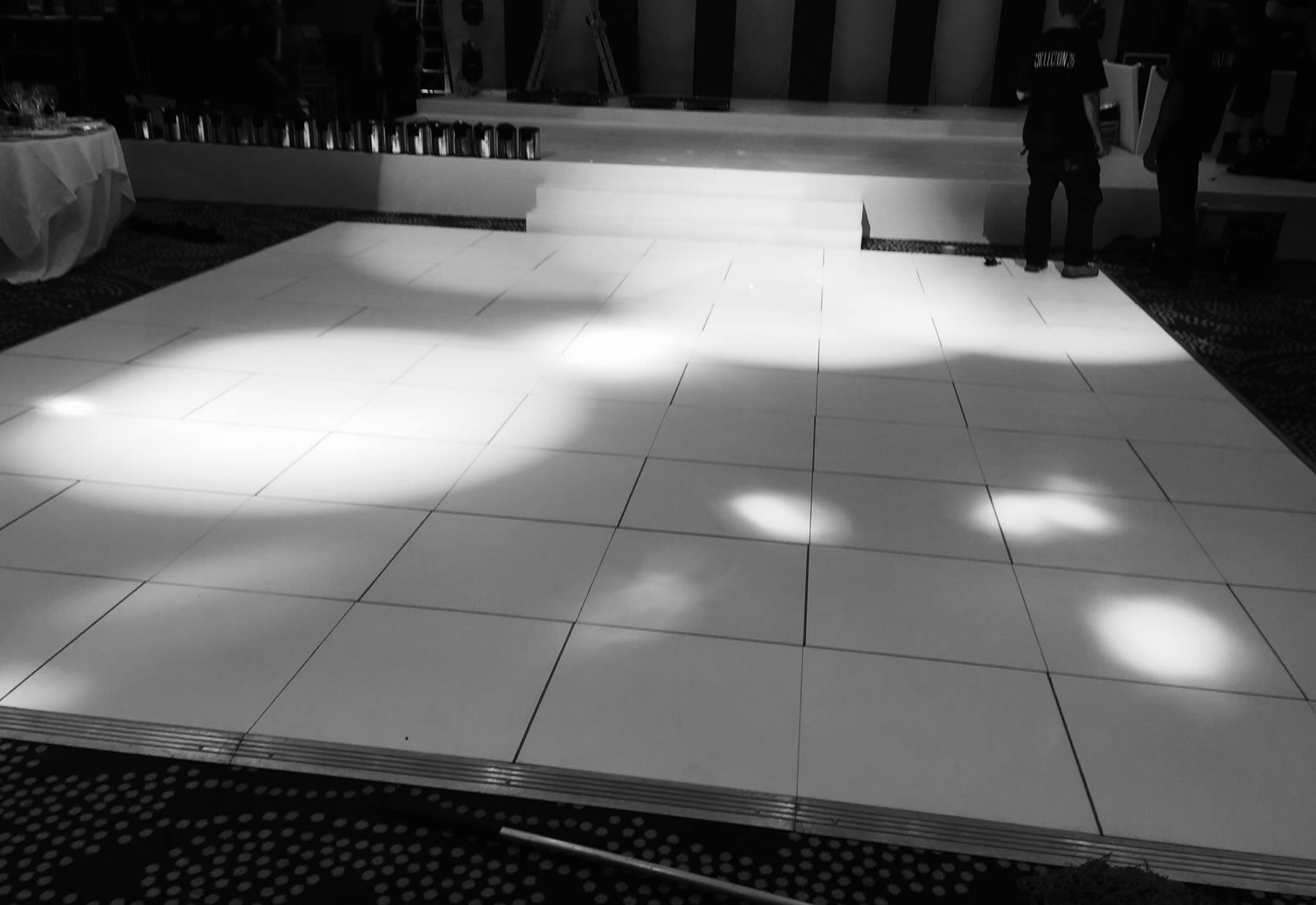 White dance floor with spotlights
