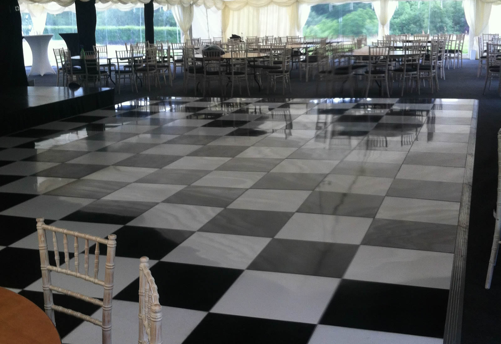Black and white marquee dance floor