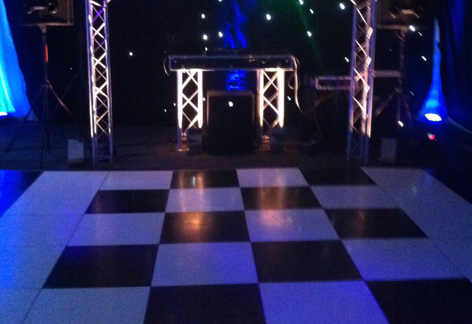 Black and white dance floor hire Dancefactors