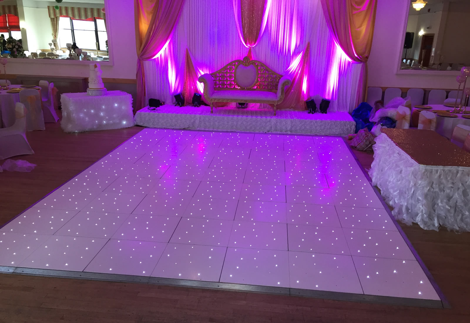 White LED dance floor hire Dancefactors