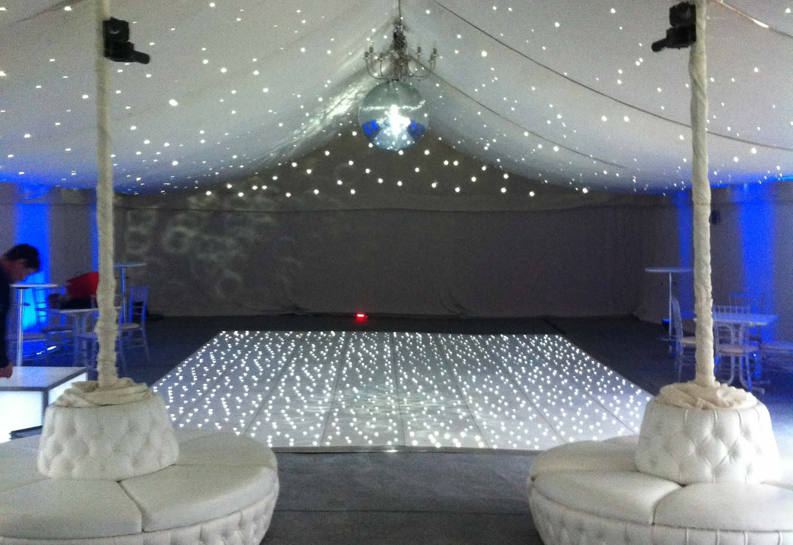 White LED dance floor in marquee